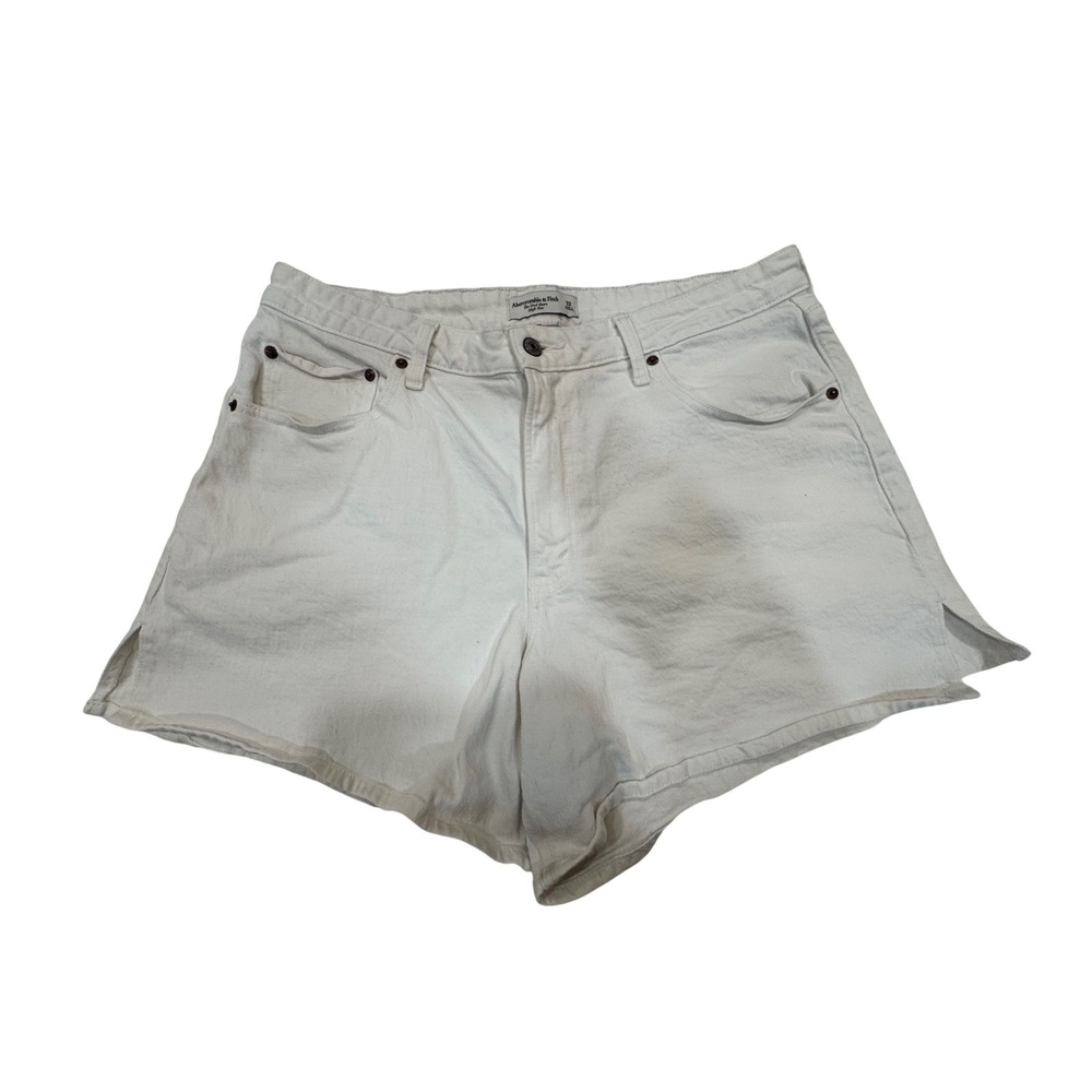 Abercrombie & Fitch The Dad Short Curve Love High Rise 32 White Womens - Picture 5 of 8